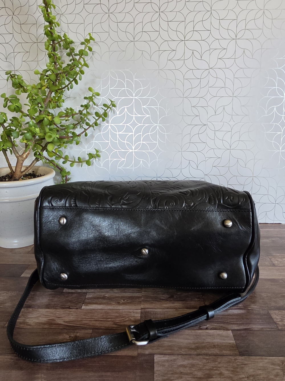 Patricia Nash Skye Satchel in tooled black leather Shoulder Handbag - Picture 7 of 12
